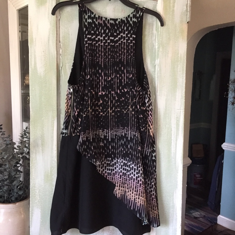 Silence & Noise Black Print A Symmetrical Dress L - image 2